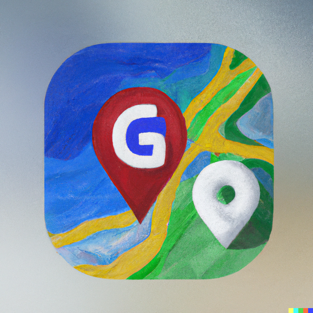 Google maps logo and Waze app logo oil painting